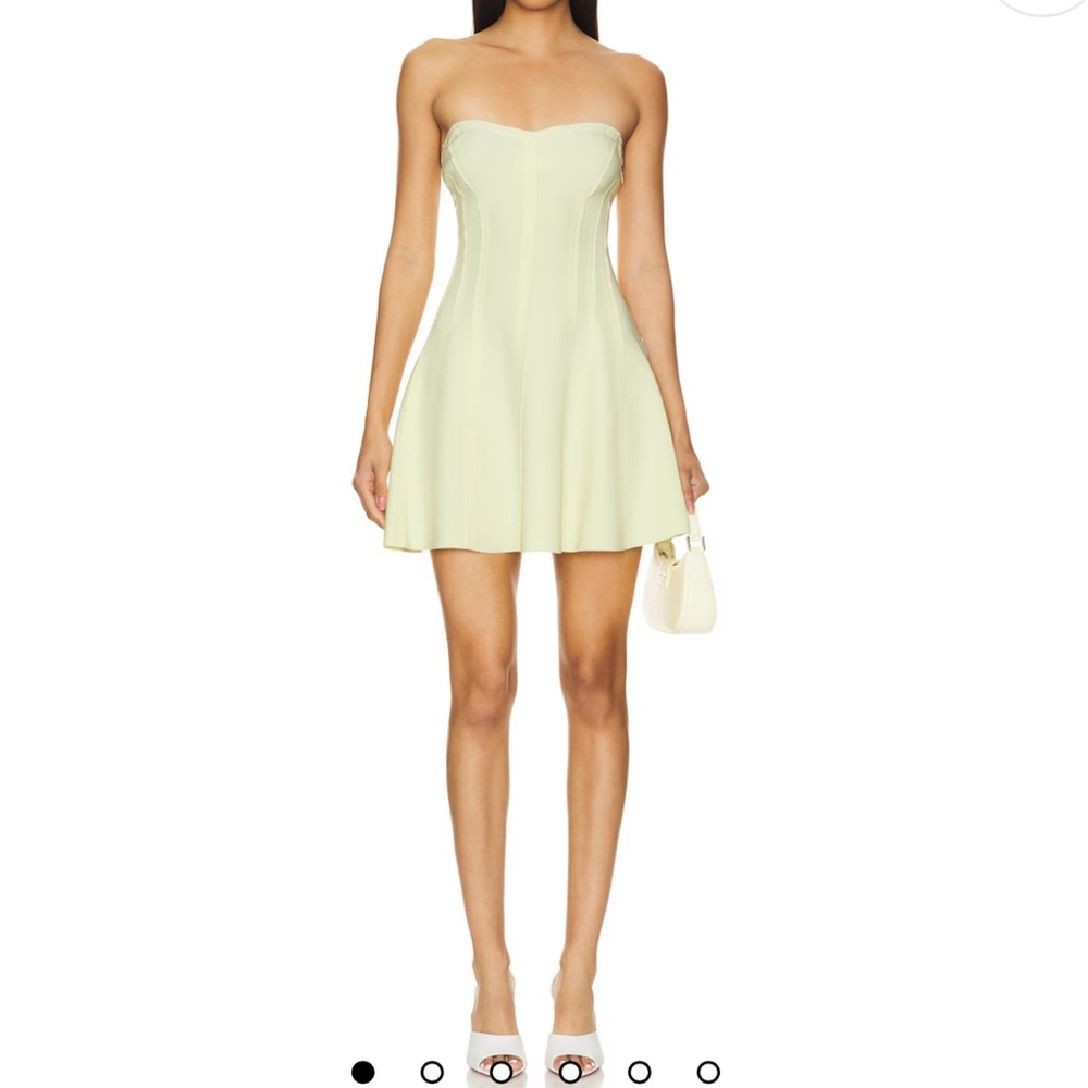 x Revolve Norma Kamali Grace Strapless Mini Dress Butter Yellow
